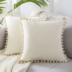 Velvet Cushioncover pillowslip with Ball Soft Decorative Cushion Home Decor for Sofa Set