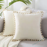 Velvet Cushioncover pillowslip with Ball Soft Decorative Cushion Home Decor for Sofa Set