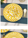 Elegant Bone China Dinnerware Set in Diamond Pattern – Sunshine Yellow