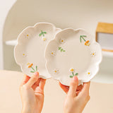 Set of 4 – 6 Inch Ceramic Dessert Plates with Vintage Floral Charm