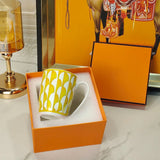 Elegant Bone China Dinnerware Set in Diamond Pattern – Sunshine Yellow