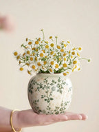 Ice Crackle Ceramic Vases – Vintage-Inspired with Green Accents WHIMSICAL HOME OF CREATIONS