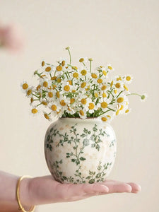 Ice Crackle Ceramic Vases – Vintage-Inspired with Green Accents
