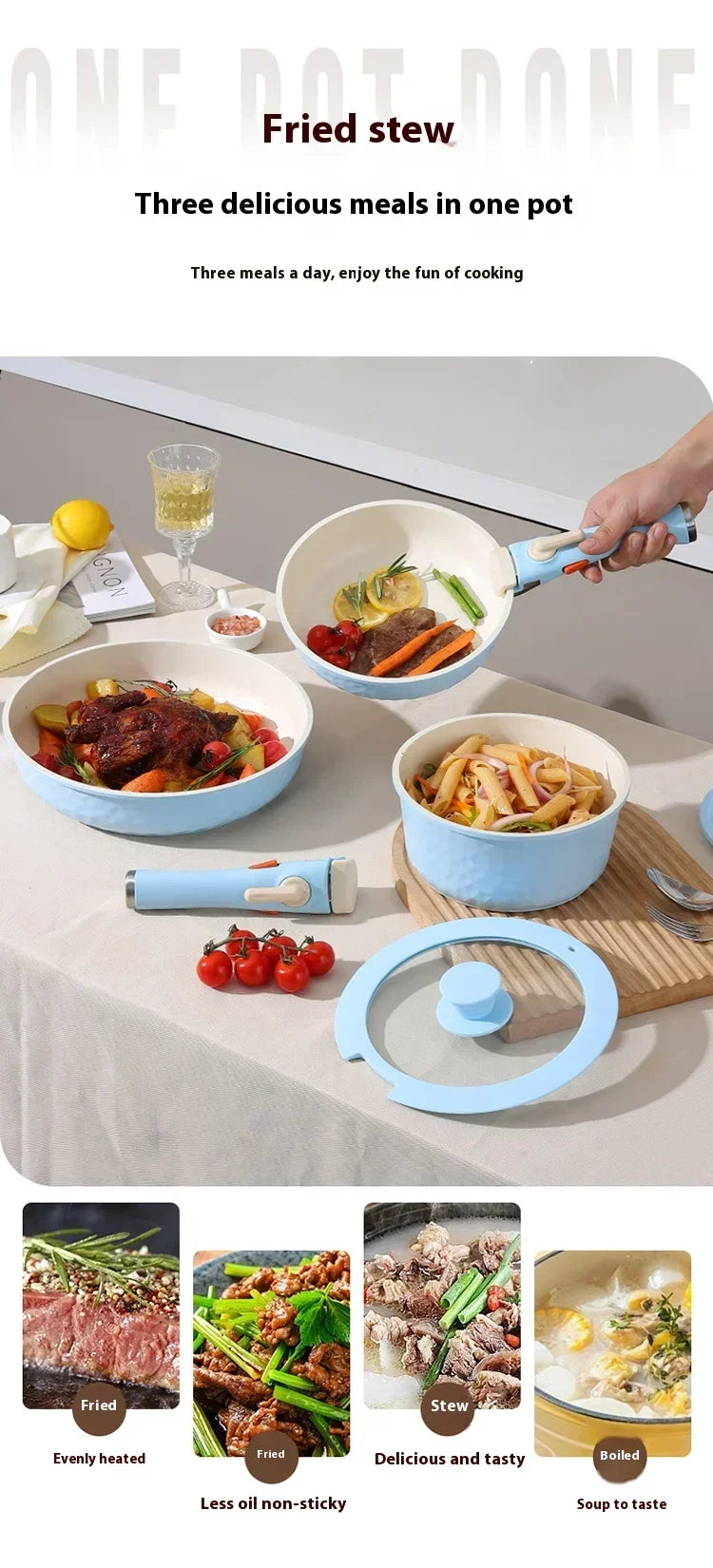 5-Piece Nonstick smooth Porcelain Coated Cookware Set WHIMSICAL HOME OF CREATIONS
