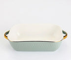 Golden Edge Ceramic Baking Dish – Retro Elegance Meets Everyday Function(non burning handles) WHIMSICAL HOME OF CREATIONS