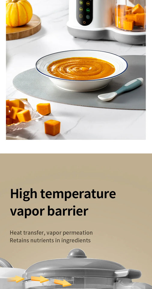 Multi-Functional Baby Food Maker – Steamer, Puree Blender & Milk Warmer with Temperature Display