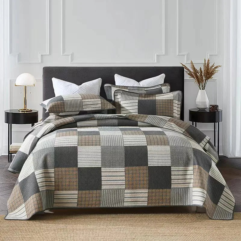 Luxury 500TC Pure Egyptian Cotton Boho Vintage Floral Reversible Bedcover Quilt Set – 3-Piece King & Queen Fit WHIMSICAL HOME OF CREATIONS