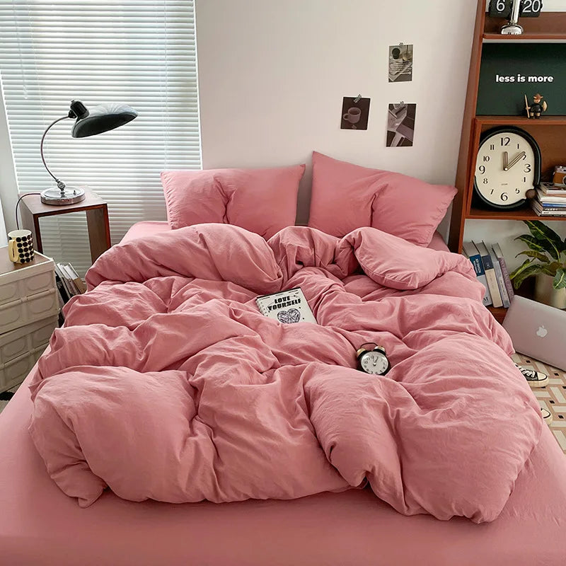 Luxury 100% Pure Linen-Cotton Twill Bed Sheet Set with Duvet Cover & Pillowcases – Soft, Durable, Breathable WHIMSICAL HOME OF CREATIONS