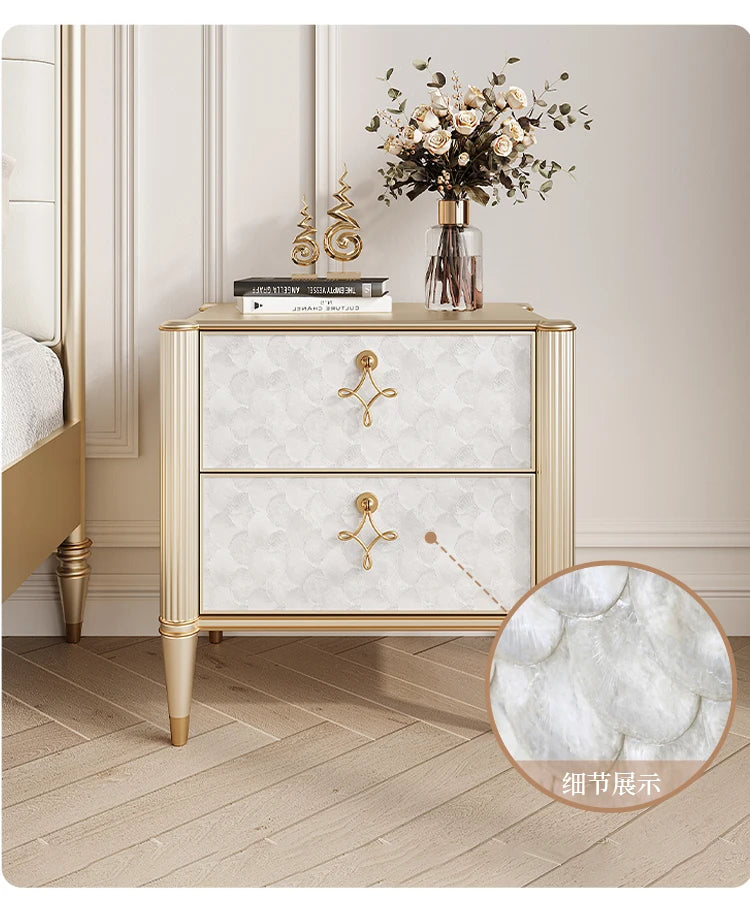 Hollywood Regency Art Deco Revival-nagtafeltjie – Luukse satynlakafwerking met goue lintstrikhandvatsels