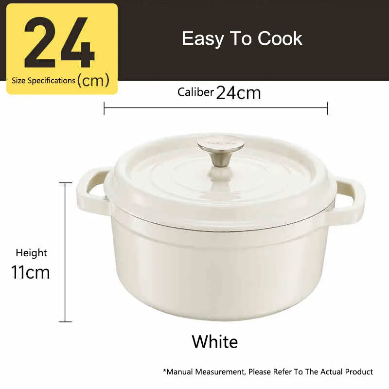 Enamel Cast Iron Stew Pot – Triple Water-Locking Design WHIMSICAL HOME OF CREATIONS