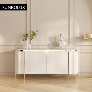Timeless Marble & Gold Trim Sideboard Cabinet