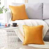 Velvet Cushioncover pillowslip with Ball Soft Decorative Cushion Home Decor for Sofa Set