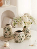 Ice Crackle Ceramic Vases – Vintage-Inspired with Green Accents