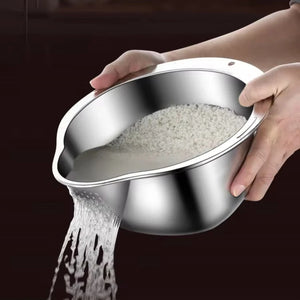 304 Stainless Steel Rice Strainer Bowl for every kitchen task– Practical & Premium Quality