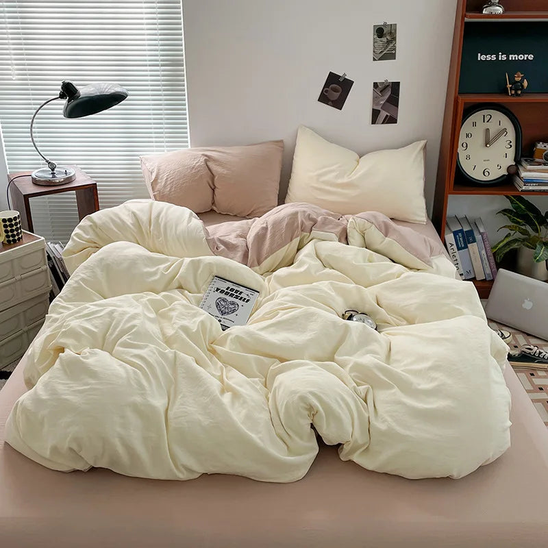 Luxury 100% Pure Linen-Cotton Twill Bed Sheet Set with Duvet Cover & Pillowcases – Soft, Durable, Breathable WHIMSICAL HOME OF CREATIONS