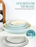 Elegant 3-Piece Non-Stick Cookware Set – Baby Blue & Sage Green