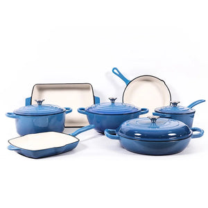 7-Piece High-Grade Cast Iron Non-Stick Cookware Set – French Retro Elegance