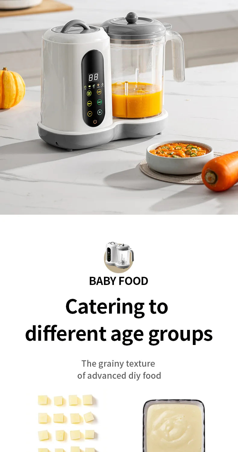 Multi-Functional Baby Food Maker – Steamer, Puree Blender & Milk Warmer with Temperature Display WHIMSICAL HOME OF CREATIONS