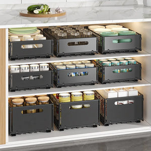 Carbon Steel Pull-Out Folding Cabinet Storage Rack – Double Layer, Heavy-Duty