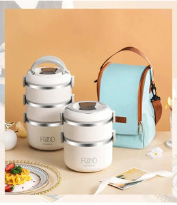 Large Capacity Thermal Insulated Lunch Box – Stackable Bento Container with Hidden Cutlery Microwave Safe