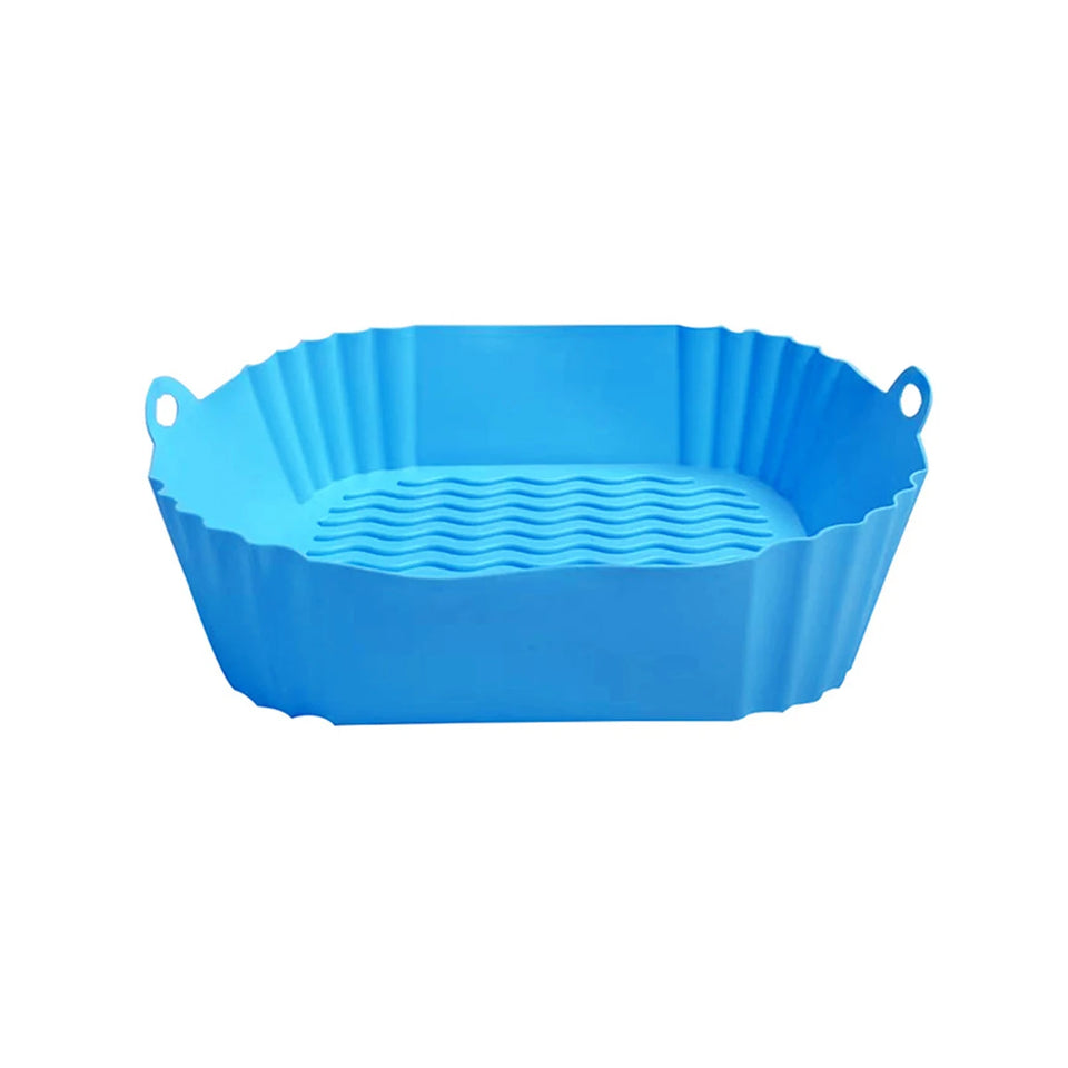 Say goodbye to sticky-burnt food. Silicone Reusable Air Fryer Tray Moulds
