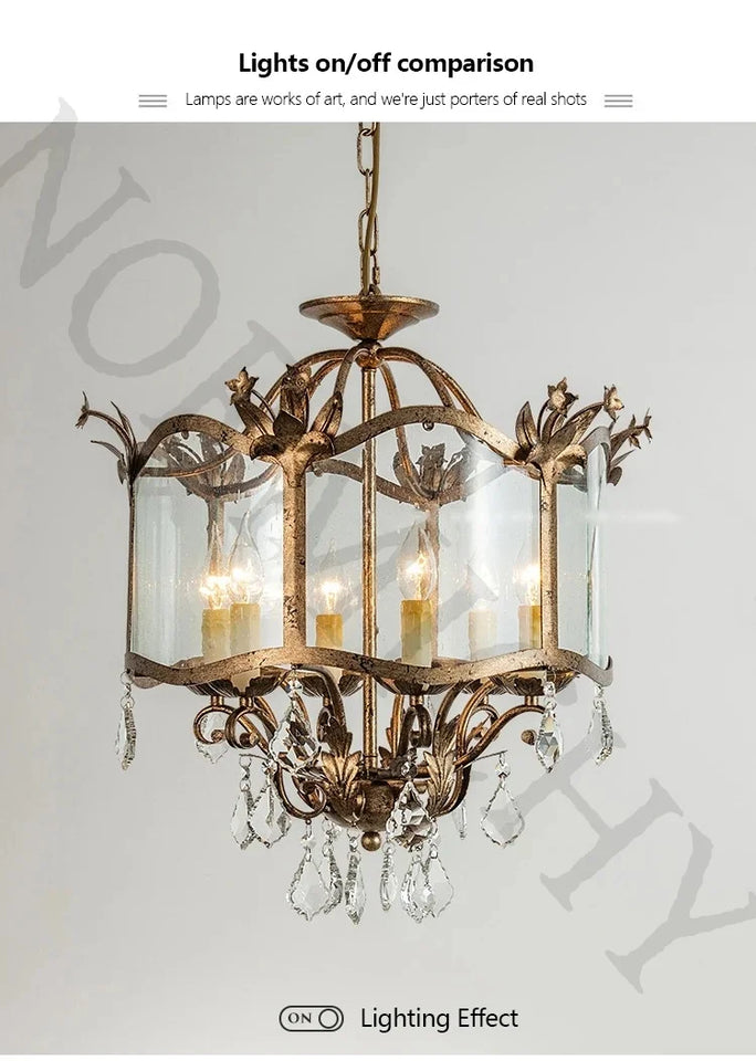 American Retro Style Dining Room Chandelier French Candle Crystal Pendant Lights For Bedroom Living LED Lighting Lamp Home Decor
