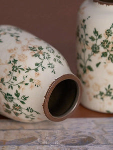 Ice Crackle Ceramic Vases – Vintage-Inspired with Green Accents