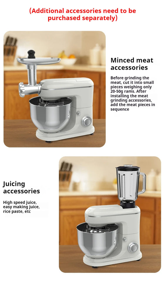 10L Chef Stainless Steel Electric Mixer – 1500W High Power with 6L Bowl & Splash-Proof Cover