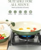 Elegant 3-Piece Non-Stick Cookware Set – Baby Blue & Sage Green WHIMSICAL HOME OF CREATIONS