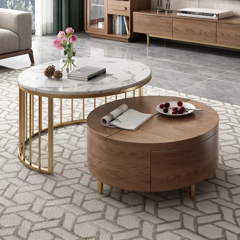 2-Piece Round Coffee Table – Mid-Century Modern Elegance