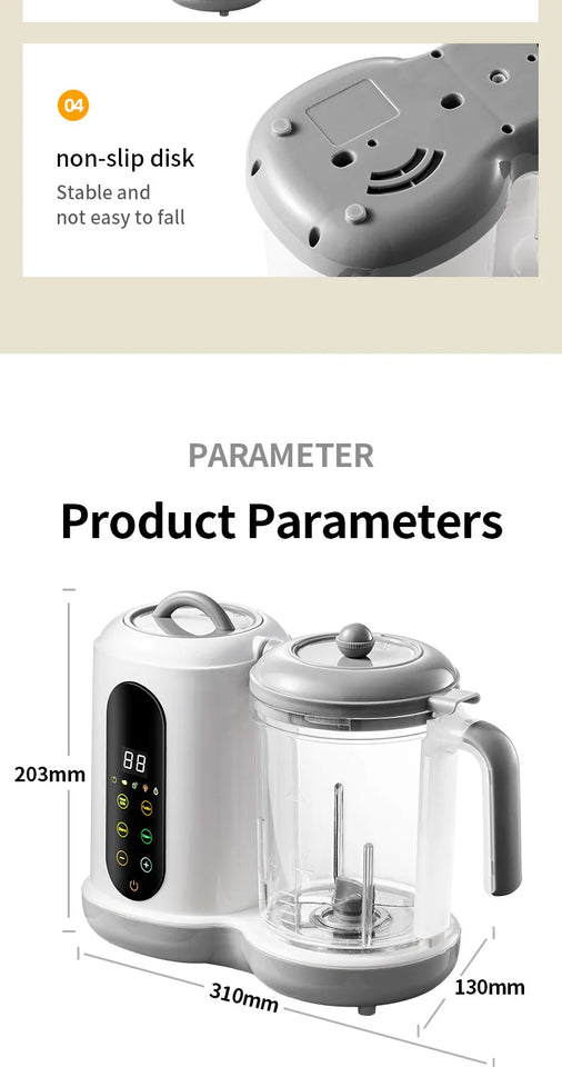 Multi-Functional Baby Food Maker – Steamer, Puree Blender & Milk Warmer with Temperature Display