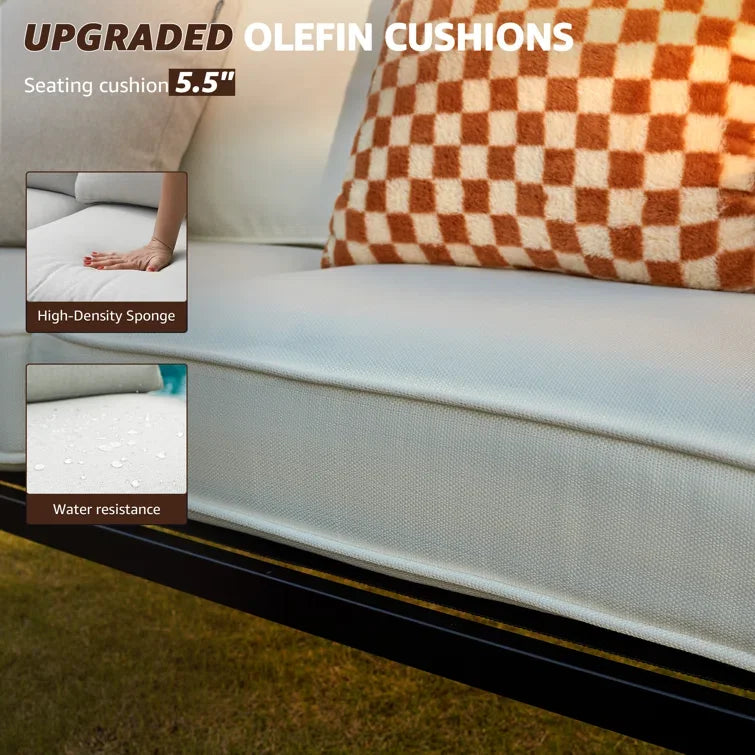 Luukse Hamptons-styl buite-kruisrug 4-stuk patio-stel – tydlose elegansie met premium gemak en duursaamheid