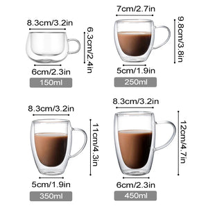 Premium Double Wall Glass Coffee Cups – Heat & Cold Resistant