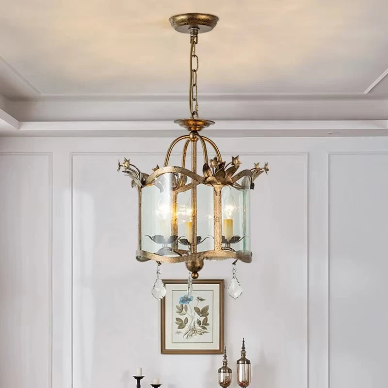American Retro Style Dining Room Chandelier French Candle Crystal Pendant Lights For Bedroom Living LED Lighting Lamp Home Decor