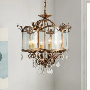 American Retro Style Dining Room Chandelier French Candle Crystal Pendant Lights For Bedroom Living LED Lighting Lamp Home Decor