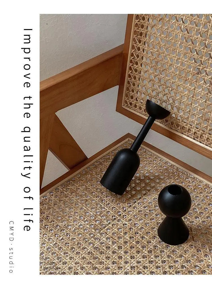 Geometric Black Wooden Candle Holder – Stylish & Highly Popular Room Accent