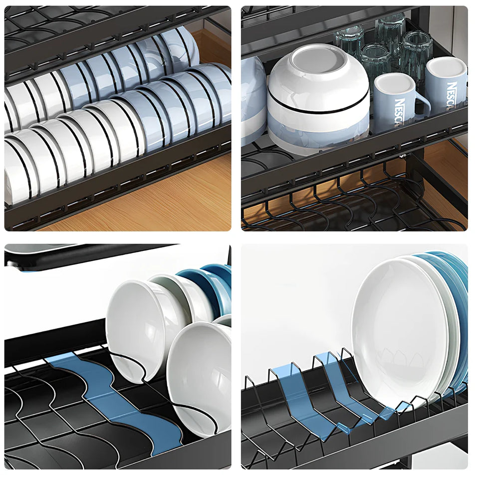 High Quality Dish Drying Rack 2/3-Tier Carbon Steel Kitchen Dish Rack Drainboard Set Dish Drainer
