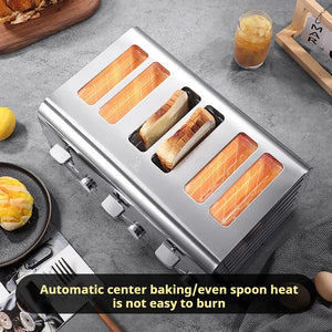 2250W High-Power 6-Slot Commercial Toaster – Quick 60-Second Toast, Stainless Steel