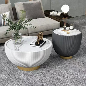 Modern Mid-Century Moroccan Marble-Top Coffee Table
