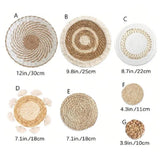 4/7pcs Natural Rattan Wall Hanging Decor – Farmhouse & Boho Timeless Style