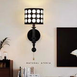 Luxury Mid-Century Art Deco Fabric Wall Sconce – Black & White Elegance