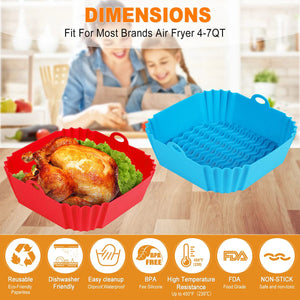 Say goodbye to sticky-burnt food. Silicone Reusable Air Fryer Tray Moulds
