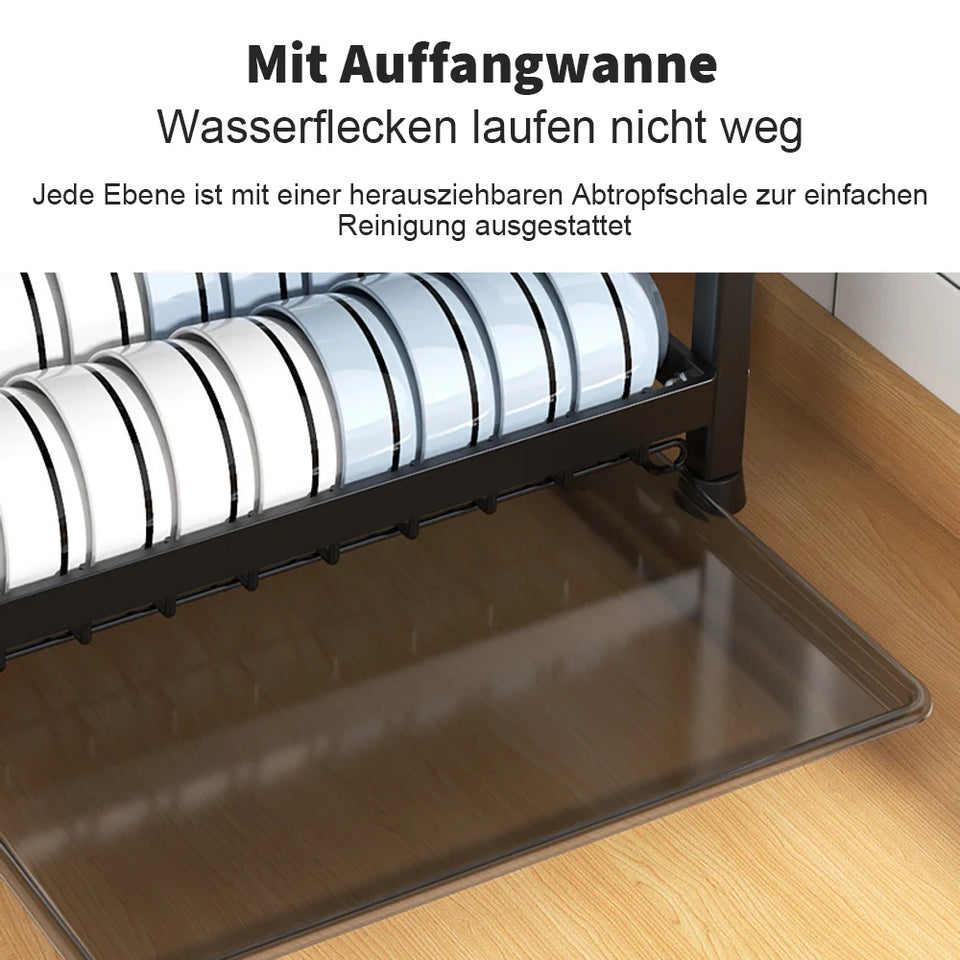 High Quality Dish Drying Rack 2/3-Tier Carbon Steel Kitchen Dish Rack Drainboard Set Dish Drainer