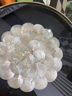 Uitstekende Luukse Art Deco Boho Koffietafel – Handgemaakte Natuurlike Skulp Inlegsel met Smeeyster Geometriese Basis &amp; Glasblad