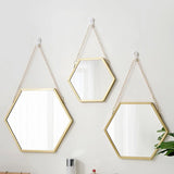 Elegant Iron Hexagonal Hanging Wall Mirror – Gold