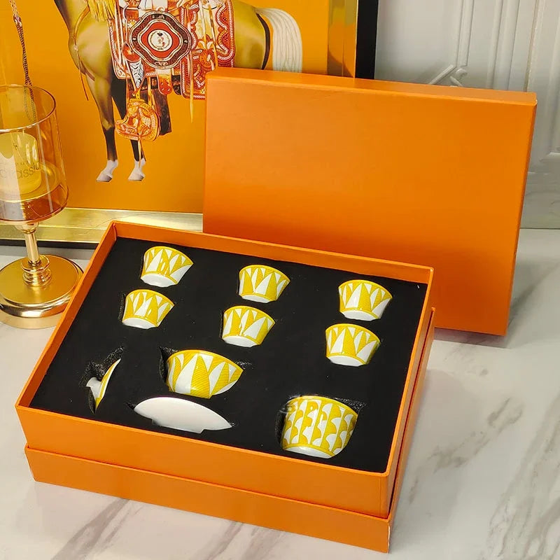 Elegant Bone China Dinnerware Set in Diamond Pattern – Sunshine Yellow