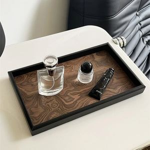 Solid Wood Decorative Serving Tray – Dark & Light Finish