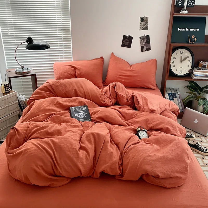 Luxury 100% Pure Linen-Cotton Twill Bed Sheet Set with Duvet Cover & Pillowcases – Soft, Durable, Breathable WHIMSICAL HOME OF CREATIONS