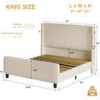 Luukse Franse Provinsiale Vlerkrug Gestoffeerde Bed – Tydlose Hedendaagse Elegansie met USB-poort en Voetbord
