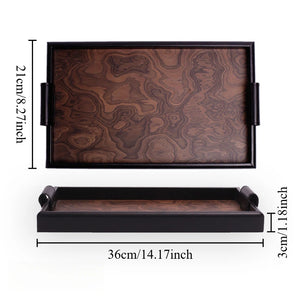Solid Wood Decorative Serving Tray – Dark & Light Finish